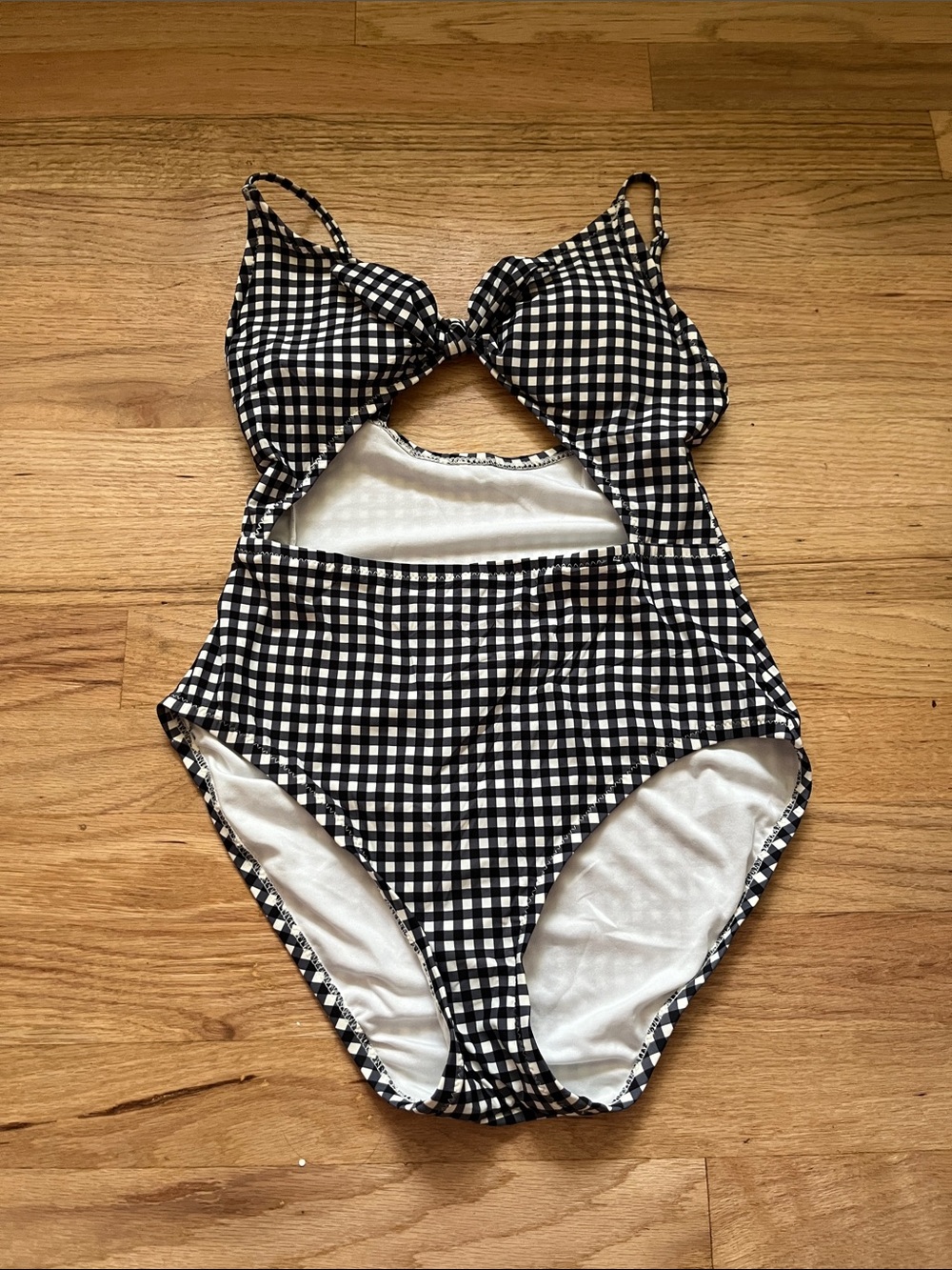 GAP Navy and White Gingham Cutout One-Piece Swimsuit